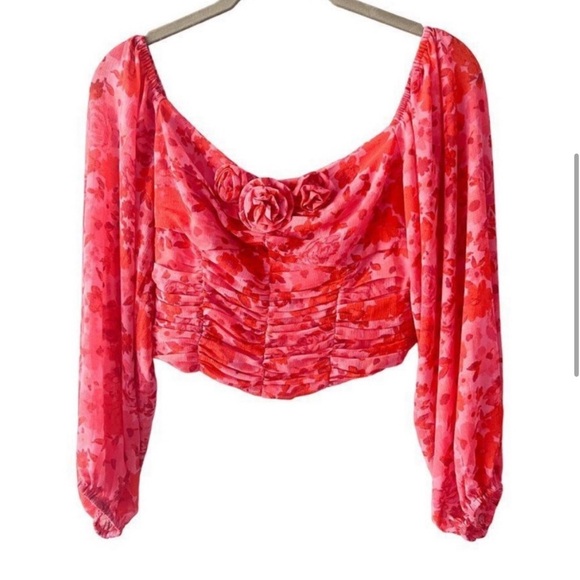 NWOT Free People Oh Lala Top, Pink & Roses - Picture 4 of 7